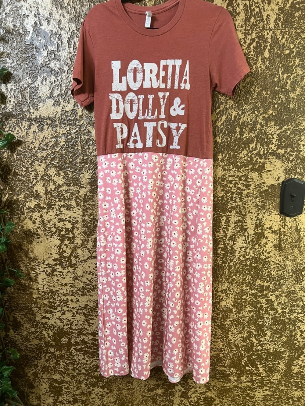 Upcycled Bella Canvas Rose Mauve Graphic Daisy Maxi Dress